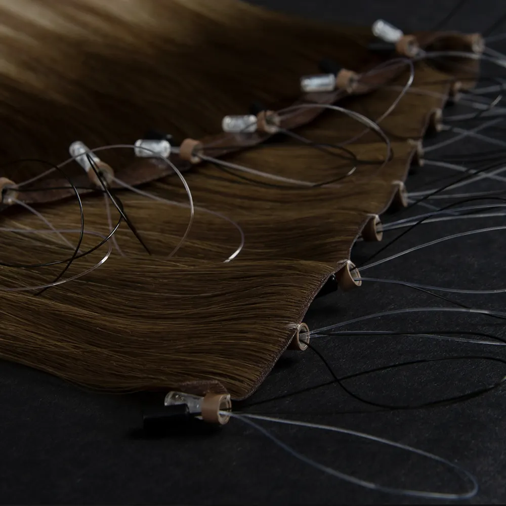 Venta caliente de alta calidad pelo más largo nuevo concepto de doble trama cuentas de silicona micro cuentas extensiones de cabello de trama