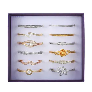 Xuping-pulsera de lujo con caja de oro para mujer, brazalete, 589