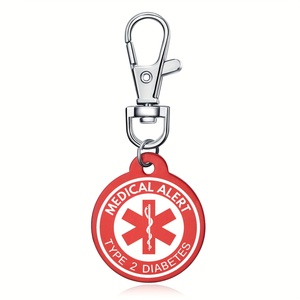 Porte-clés personnalisé d'<span class=keywords><strong>alerte</strong></span> médicale-Conception ronde en alliage de zinc <span class=keywords><strong>rouge</strong></span> froid, parfait pour la décoration de clés de voiture et les cadeaux souvenirs - Product Image 1