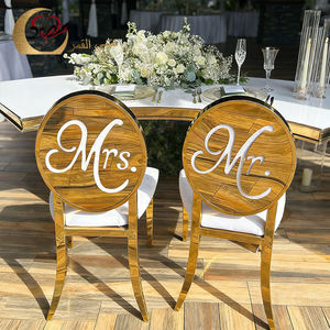 Sillas de banquete apilables de acero inoxidable dorado y cuero para eventos, muebles de lujo al por mayor - Product Image 1