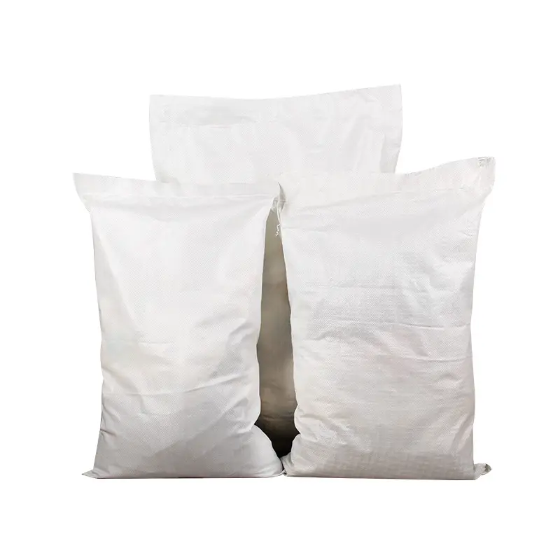 Tas karung tenun Pp Polipropilena, warna putih 15kg 25kg 50kg 100kg untuk penggunaan pertanian untuk biji-bijian tepung beras