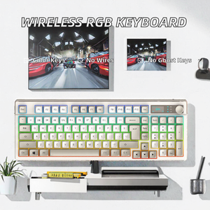 Clavier 87 touches sans fil USB 2.4G rétroéclairé RGB rechargeable, élégant, pour bureau et jeux, transmission 1800mA, nouveau, 100% touches anglaises, membrane - Product Image 2