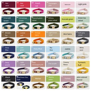 Collares de lujo de terciopelo suave para cachorros y gatos, <span class=keywords><strong>Collar</strong></span> de gato ajustable con campana de hojalata, <span class=keywords><strong>Collar</strong></span> de gato con número de identificación de mascota grabado personalizado - Product Image 2