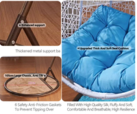 Fauteuils suspendus en rotin en forme d'œuf avec support, design tendance, pour l'extérieur et l'intérieur, jardin, balcon, patio, hamac, balançoire en osier