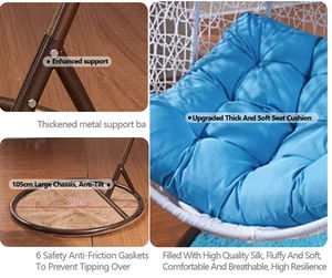 Fauteuil suspendu en rotin en forme d'œuf avec support, design tendance, pour l'extérieur et l'intérieur, meubles de jardin, balcon, patio, hamac - Product Image 5
