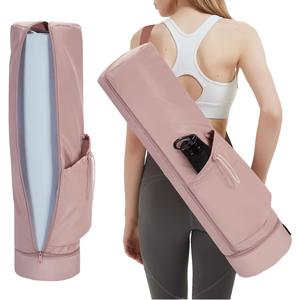 Sac de transport pour tapis de yoga avec poche pour bouteille d'eau et fond imperméable – Sangle de sport en polyester portable, rangement multifonctionnel - Product Image 2