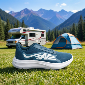 Zapatillas de correr de malla transpirable para hombre, zapatillas deportivas ligeras con cordones, calzado antideslizante con amortiguación, calzado de pista, calzado de malla transpirable para hombre - Product Image 2