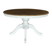 Table à manger extensible en bois massif de style français antique D1639, table ronde classique pour cuisine et salle à manger