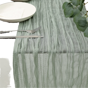 Vente chaude Boho gaze fromage tissu Long <span class=keywords><strong>chemin</strong></span> <span class=keywords><strong>de</strong></span> <span class=keywords><strong>Table</strong></span> pour mariage mariée bébé douche fête d'anniversaire usage domestique - Product Image 1