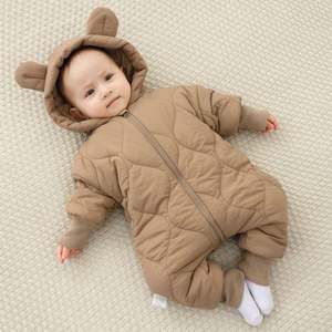 One Piece Infant Baby <b>Snowsuit</b> Cartoon Bear Warm Hooded Romper Fuzzy Outwear Newborn Girls Boys Winter Fleece Jumpsuit - Product Image 3