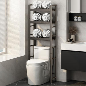 Étagère de salle de bain minimaliste en métal, 3 niveaux, autoportante, pour l'espace des toilettes, design rectangulaire, taille standard - Product Image 3