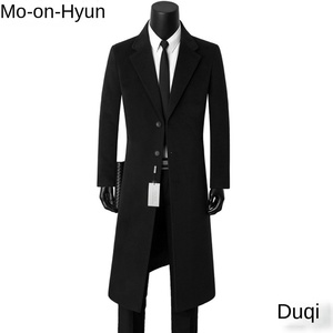 Осенне-зимнее мужское длинное шерстяное пальто средней длины, деловая Повседневная Теплая мужская пуховая куртка с подогревом - Product Image 5