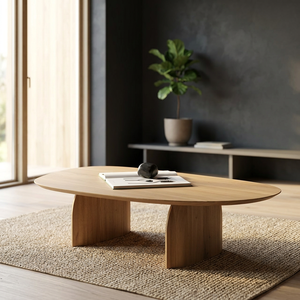 Mesa de Centro Ovalada de Madera Maciza, Moderna y Hecha a Mano, para Sala de Estar, Apartamento, Muebles para el Hogar - Product Image 3