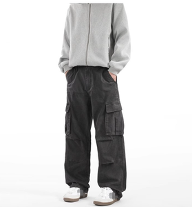 Nuovi <span class=keywords><strong>pantaloni</strong></span> <span class=keywords><strong>Cargo</strong></span> Multi-tasche da <span class=keywords><strong>uomo</strong></span> Outdoor <span class=keywords><strong>larghi</strong></span> Casual a gamba larga da esterno tinta unita dritta - Product Image 4
