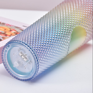 แก้วพลาสติกสองชั้น UBO 500 มล. สีรุ้ง พร้อมหลอดดูด สำหรับงานปาร์ตี้ - Product Image 2