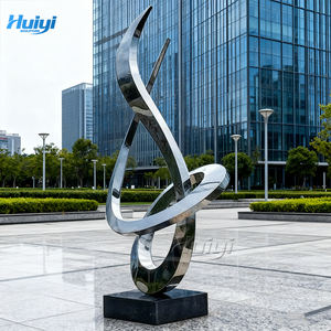 Sculpture de ruban en acier inoxydable à finition miroir, artisanat métallique abstrait moderne pour l'extérieur, à vendre - Product Image 3