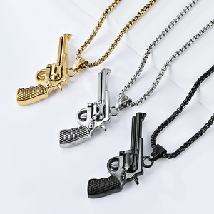 Cross-border yunnique jewelry, American Western cowboy revolver necklace, niche and unique street culture sweater c - Product Image 2