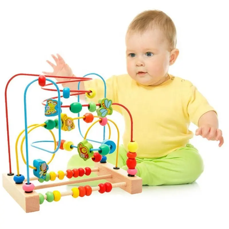 Houten Baby Peuter Early Educatief Speelgoed Cirkel Eerste Bead Coaster Doolhof Voor Kinderen Kinderen