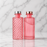 Bouteille diffuseur à roseaux en verre côtelé de 150 ml, transparente, avec bouchon en liège, pour aromathérapie et parfum d'ambiance
