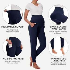 Pantalon <span class=keywords><strong>de</strong></span> maternité pour femmes été Joggers amples pantalons <span class=keywords><strong>de</strong></span> survêtement avec poches doux salon vêtements d'entraînement personnalisé en gros pour la <span class=keywords><strong>grossesse</strong></span> - Product Image 2