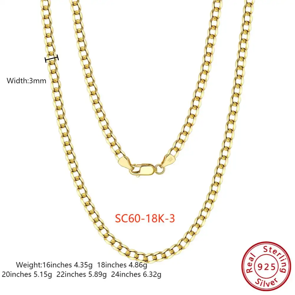 قلادة مجوهرات فاخرة من SC مصنوعة من الفضة الإسترليني 925 بطلاء ذهبي 18 قيراطًا و14 قيراطًا سلسلة هيب هون سلسلة كوبية من Miani للرجال والنساء