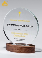 Trophée personnalisé en verre cristal gravé 2026 avec base en bois, plaque souvenir pour événements sportifs et reconnaissance d'entreprise – Chine