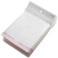 Sacs porte-cartes en film OPP nacré blanc, transparents, auto-adhésifs, avec trou de suspension, refermables à fermeture éclair, pour accessoires