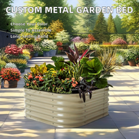 Kit de jardinière surélevée en métal galvanisé |   Jardinière extérieure elliptique 3 pièces avec bande de caoutchouc et triple protection pour fleurs