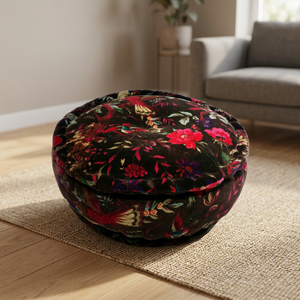 2022 New Arrivals Traditional Living Room Home Floor Decor Bird Design Printed Velvet Pouf Cover Seat Pillow Apartment School - Product Image 3