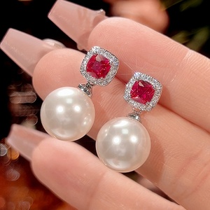 Fashion Eco-friendly Copper 14-12MM Zircon White Shell Pearl Bridal Pendant <b>Earrings</b> <b>Set</b> Jewelry <b>Set</b> for Timeless Wedding - Product Image 4