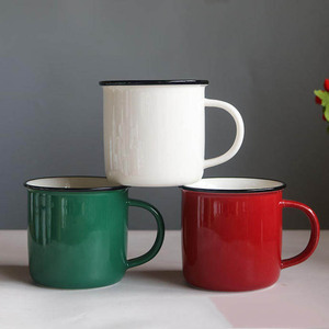 Tazza da Caffè Vintage in Smalto di Alta Qualità Disponibile in Bianco, Blu, Verde, Nero, Rosso <span class=keywords><strong>e</strong></span> Giallo. - Product Image 2
