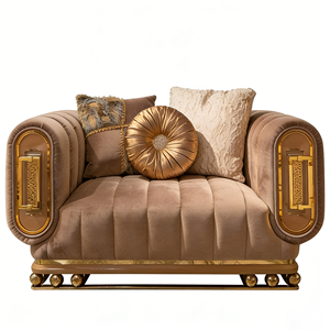 Juego de Sofás Tapizados en Terciopelo Italiano de Lujo, Diseño Moderno para Sala de Estar, Apartamento, Hotel, Villa, con Relleno de Esponja Cómodo - Product Image 2