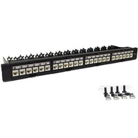 Panel Patch Jaringan Emas Kecepatan Tinggi Fangbei G6511-04008 Telecom Parts 1U Cat6A UTP Modular Rack Mount 24 Port Keystone Jack