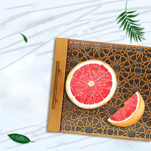 Artisanat en bois sculpté plateau de rangement creux acrylique avec poignée plateau de rangement de bureau monobloc personnalisé - Product Image 4