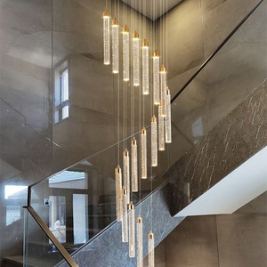 Lampu gantung transparan emas, lampu gantung kristal Dekorasi ruang tamu, lampu liontin tangga Hotel akrilik mewah - Product Image 3