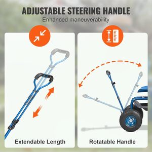 Steel Rolling Garden Work Seat <strong>with</strong> <strong>Wheels</strong> 360 Degree Swivel Steering Handle Tool Tray Outdoor Patio Yard - Product Image 4