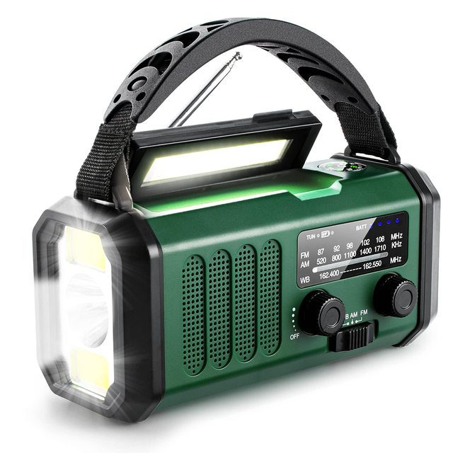 Emergency Hand Crank Radio 10000mah USB Charger FM AM NOAA Weather Radio with Compass Lamp Solar Radio