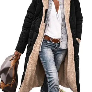 אירופאי, אמריקאי מעיל חדש של נשים סתיו וחורף צבע רב גודל מעיל צמר מלאכותי כותנה ארוך