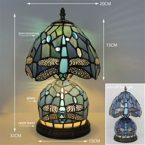 Modern Floral Stained Glass LED <strong>Table</strong> Lamp Resin Base Vintage Handcrafted Shade for Bedroom Living Room Study Decor - Product Image 6