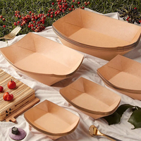 Barquette alimentaire en papier kraft jetable avec revêtement PLA/PE, barquette en papier pour restauration rapide