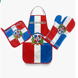 Juego de barbacoa de cocina con bandera de <span class=keywords><strong>Puerto</strong></span> Rico con delantal Guante de horno Soporte para ollas <span class=keywords><strong>El</strong></span> salvadoreño - Product Image 3