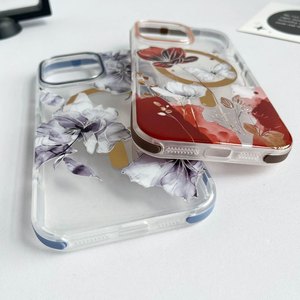 त्वचा-महसूस क्रिस्टल फ्रेम रंगीन छोटे सितारे + रेशम स्क्रीन सोने के चुंबकीय रिंग सेल फोन केस - Product Image 6