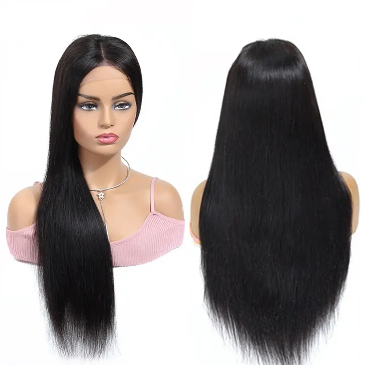 100% HD Full Lace Human Hair Wigs Closure Natura Brazil Kinky Straight Women's Black Long Straight Big Wavy Wig