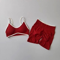 Fabrieks-OEM OEM Mode Kleurrijke Naadloze Kreukvrije Spandex Nylon Heupliftende Mooie Rug Fitness Set Yoga Shorts