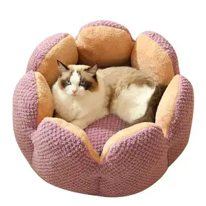 스몰 사이즈 고양이 호의 선인장 꽃잎 꽃 모양 잠자는 베개 푹신한 두꺼운 개집 따뜻한 애완 동물 개 고양이 침대