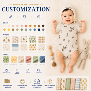 Combinaison bébé bio certifiée GOTS conforme CPC, manches courtes, imprimé western cowboy, col enveloppe, fermeture à boutons-pression, OEM ODM - Product Image 4