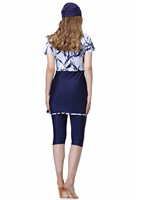 Groothandel Hoge Kwaliteit Dames Moslim Badkleding Crop Short Burkini Bescheiden Zwempak met Rits Vooraan 3-delig Islamitische Strandkleding