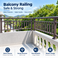 Pagar Teras Aluminium Klasik Ramah Lingkungan Berlapis Bubuk Dekoratif Balkon Balustrade Pengaman Luar Ruangan Halaman