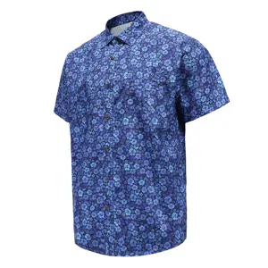 Китайская фабрика, Дизайнерские летние пляжные Гавайские рубашки с цветочным принтом и коротким рукавом, рубашки с пуговицами