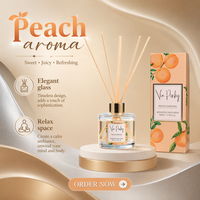 Diffuseur parfumé Pêche Dansante 100ml avec bâtonnets aromatiques fruités Pinky, bouteille en verre, parfum d'ambiance Sweet Home, cadeau, logo personnalisé